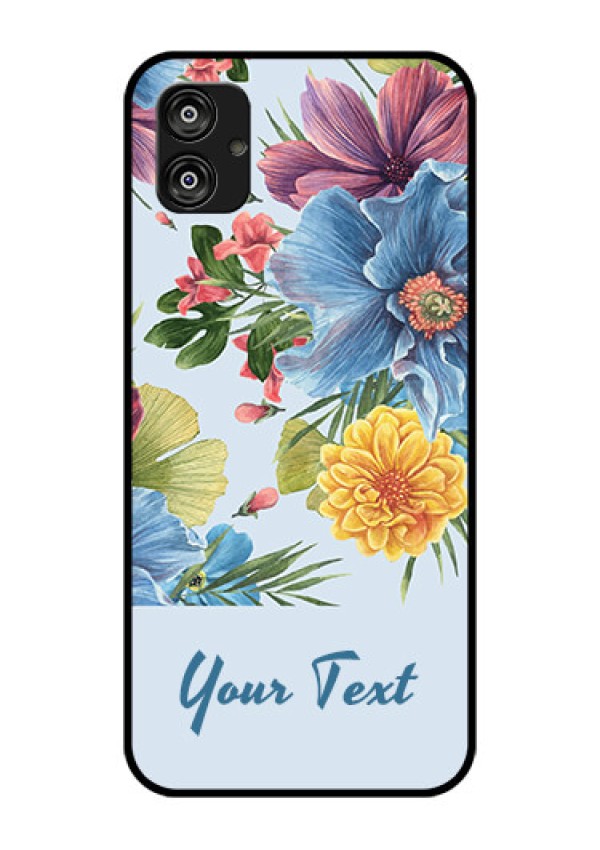 Galaxy F04 Custom Glass Mobile Case - Stunning Watercolored Flowers Painting Design