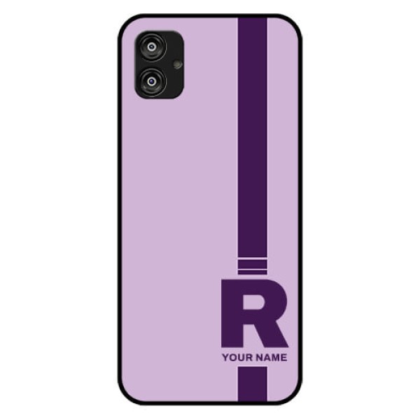 Galaxy F04 Photo Printing on Glass Case - Simple dual tone stripe with name Design Galaxy F04 Photo Printing on Glass Case - Simple dual tone stripe with name Design