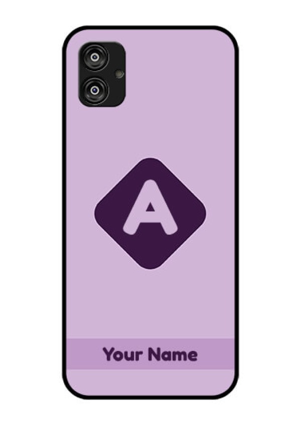Galaxy F04 Custom Glass Mobile Case - Custom Letter in curved badge Design