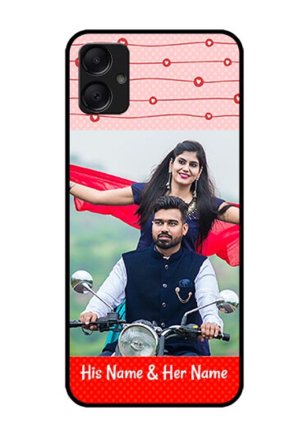 Galaxy F05 Custom Glass Phone Case - Red Pattern Case Design