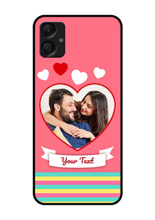 Galaxy F05 Custom Glass Phone Case - Love Shapes Doodle Design