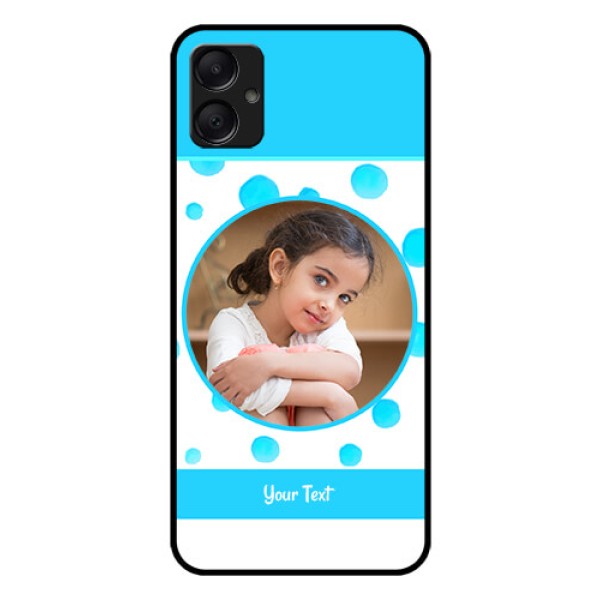 Galaxy F05 Custom Glass Phone Case - Blue Bubbles Pattern Design Galaxy F05 Custom Glass Phone Case - Blue Bubbles Pattern Design