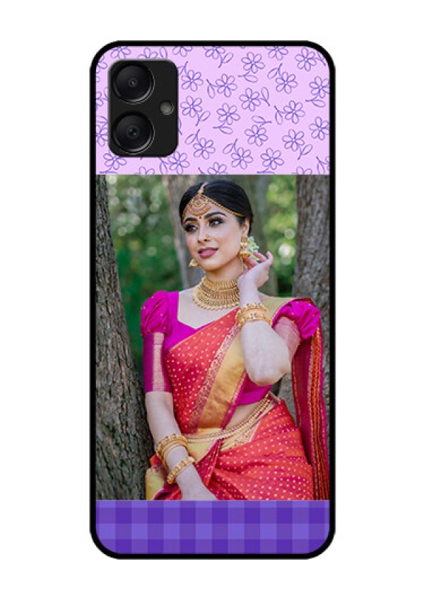 Galaxy F05 Custom Glass Phone Case - Purple Floral Design