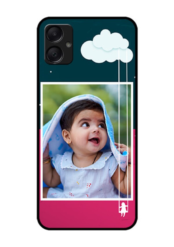 Galaxy F05 Custom Glass Phone Case - Cute Girl With Cloud Design