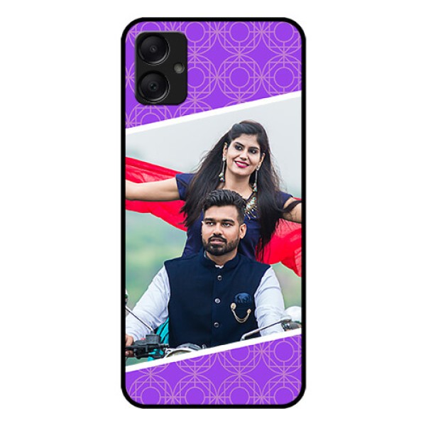 Galaxy F05 Custom Glass Phone Case - Violet Color Pattern Design