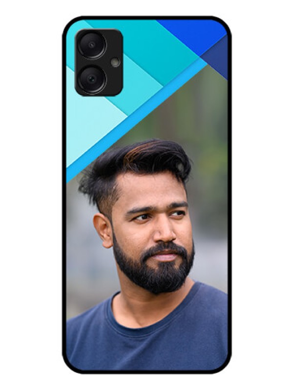 Custom Galaxy F05 Custom Glass Phone Case - Blue Pattern Design