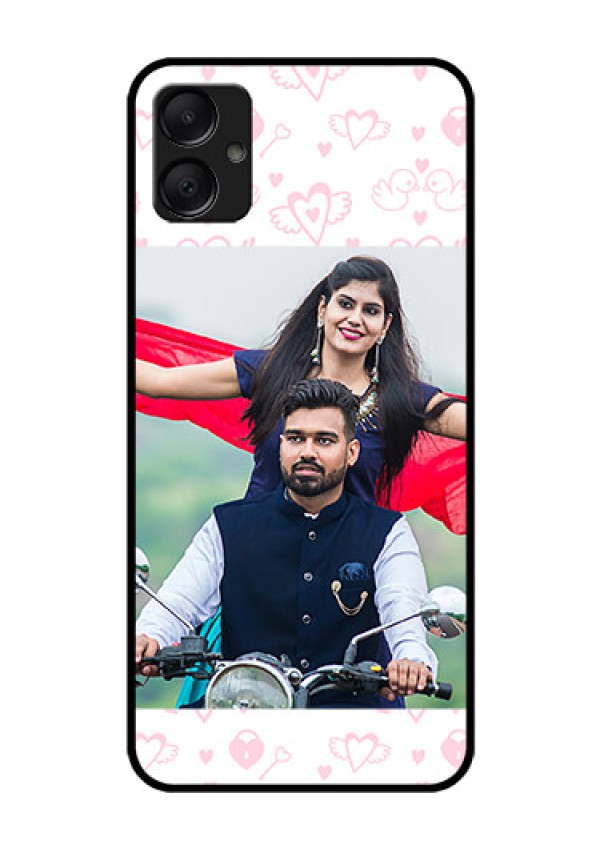 Galaxy F05 Custom Glass Phone Case - Pink Flying Heart Design