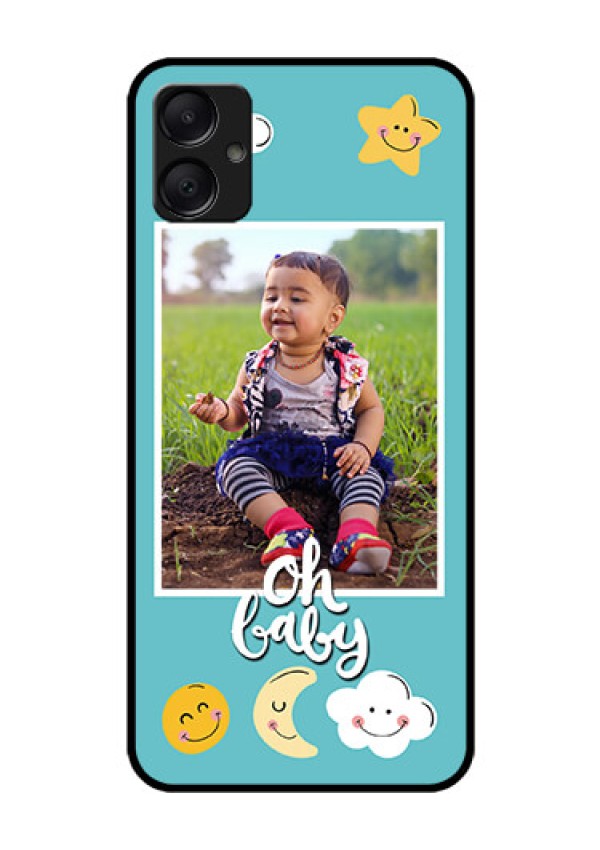 Galaxy F05 Custom Glass Phone Case - Smiley Kids Stars Design