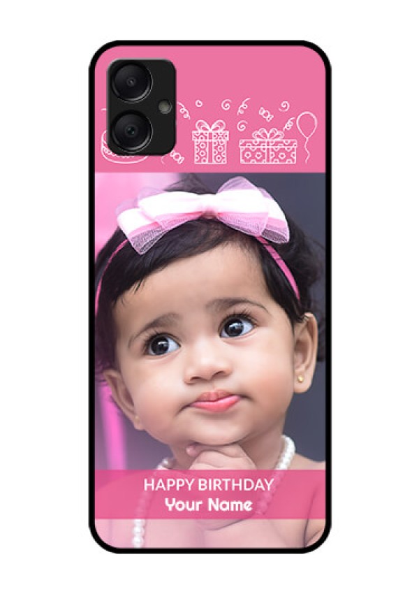 Galaxy F05 Custom Glass Phone Case - With Birthday Line Art Design