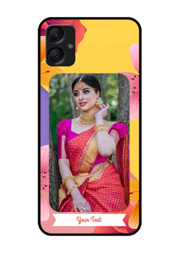 Galaxy F05 Custom Glass Phone Case - 3 Image With Vintage Floral Design
