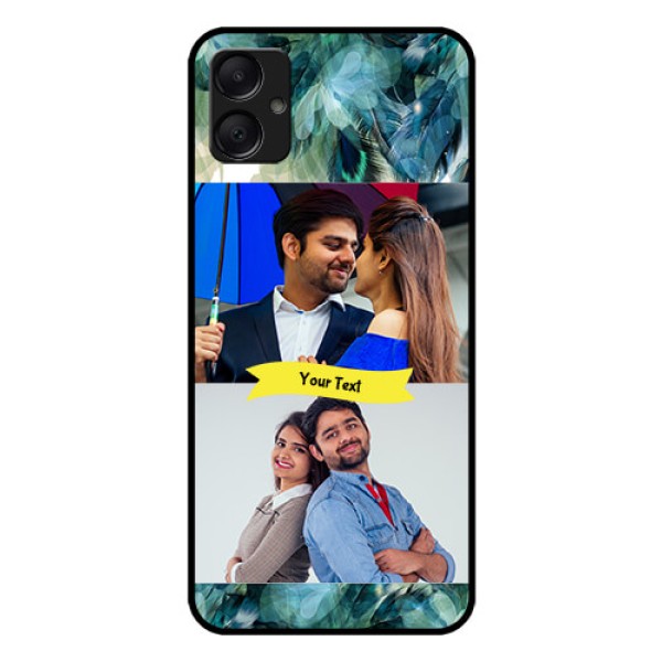 Galaxy F05 Custom Glass Phone Case - Image With Boho Peacock Feather Design Galaxy F05 Custom Glass Phone Case - Image With Boho Peacock Feather Design