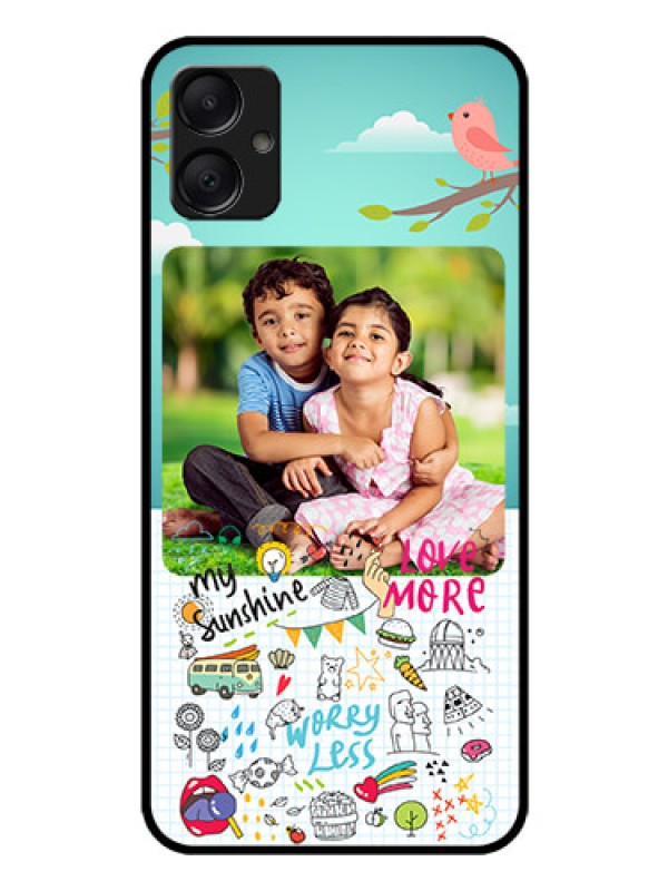 Custom Galaxy F05 Custom Glass Phone Case - Doodle Love Design