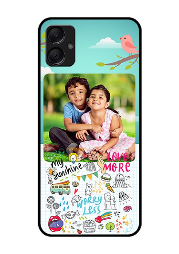 Galaxy F05 Custom Glass Phone Case - Doodle Love Design