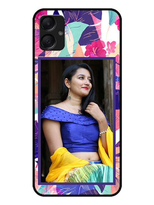 Custom Galaxy F05 Custom Glass Phone Case - Abstract Floral Design