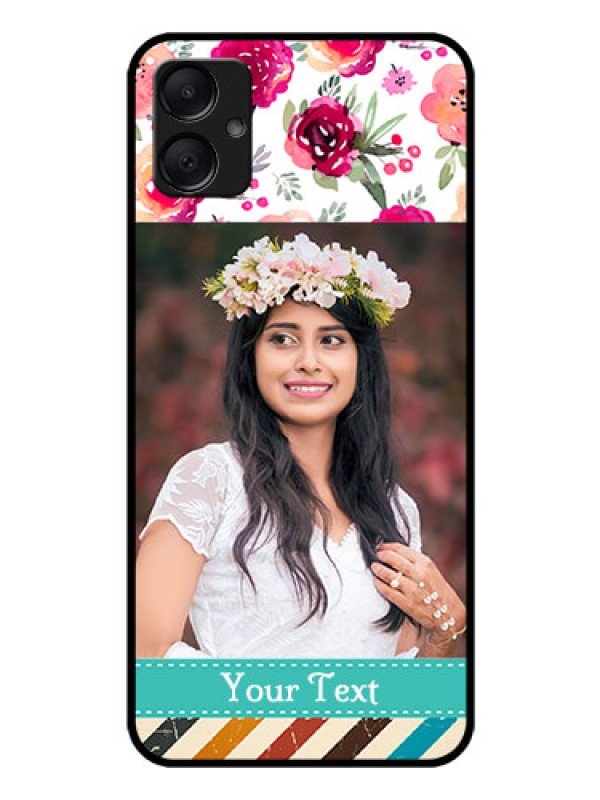 Custom Galaxy F05 Custom Glass Phone Case - Water Colors Floral Design