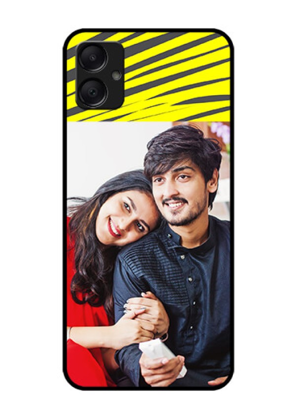 Galaxy F05 Custom Glass Phone Case - Yellow Abstract Design