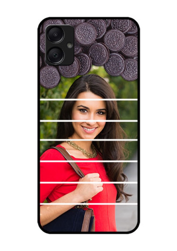 Galaxy F05 Custom Glass Phone Case - With Oreo Biscuit Design