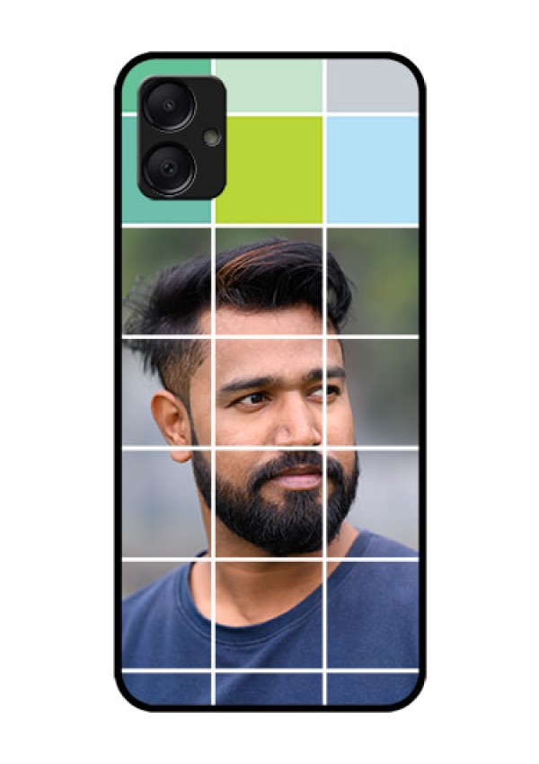 Galaxy F05 Custom Glass Phone Case - With White Box Pattern
