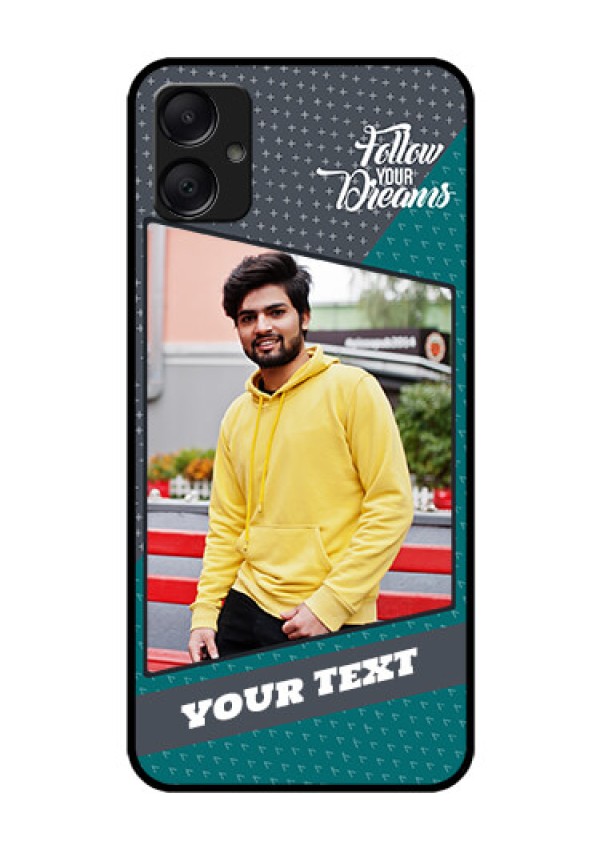 Galaxy F05 Custom Glass Phone Case - Background Pattern Design With Quote
