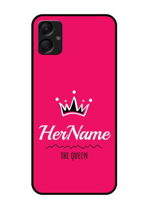 Galaxy F05 Custom Glass Phone Case - Queen With Name Design