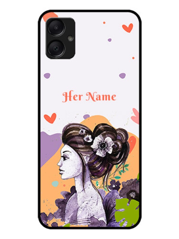 Custom Galaxy F05 Custom Glass Phone Case - Woman And Nature Design