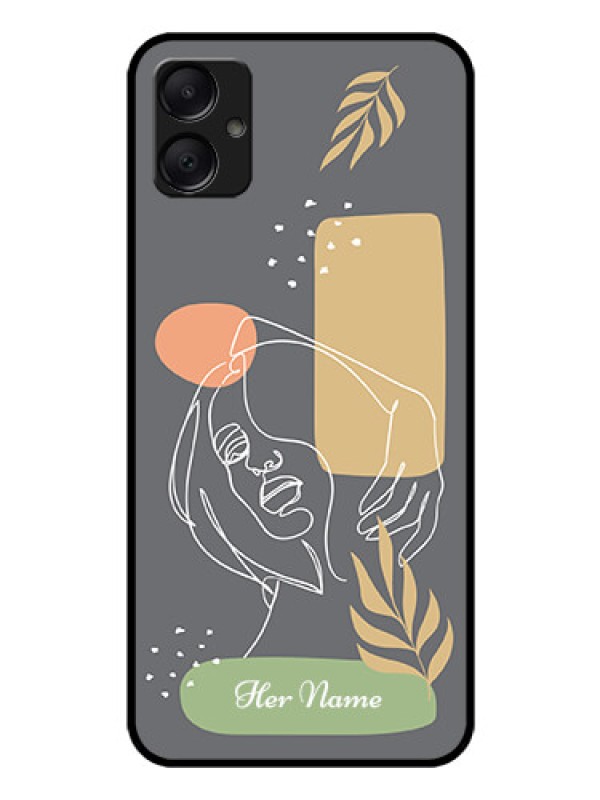 Custom Galaxy F05 Custom Glass Phone Case - Gazing Woman Line Art Design