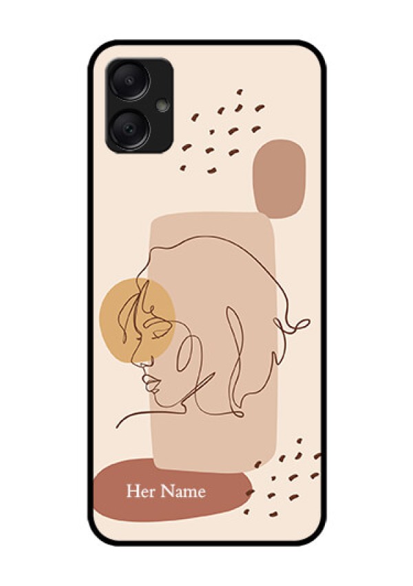 Galaxy F05 Custom Glass Phone Case - Calm Woman Line Art Design