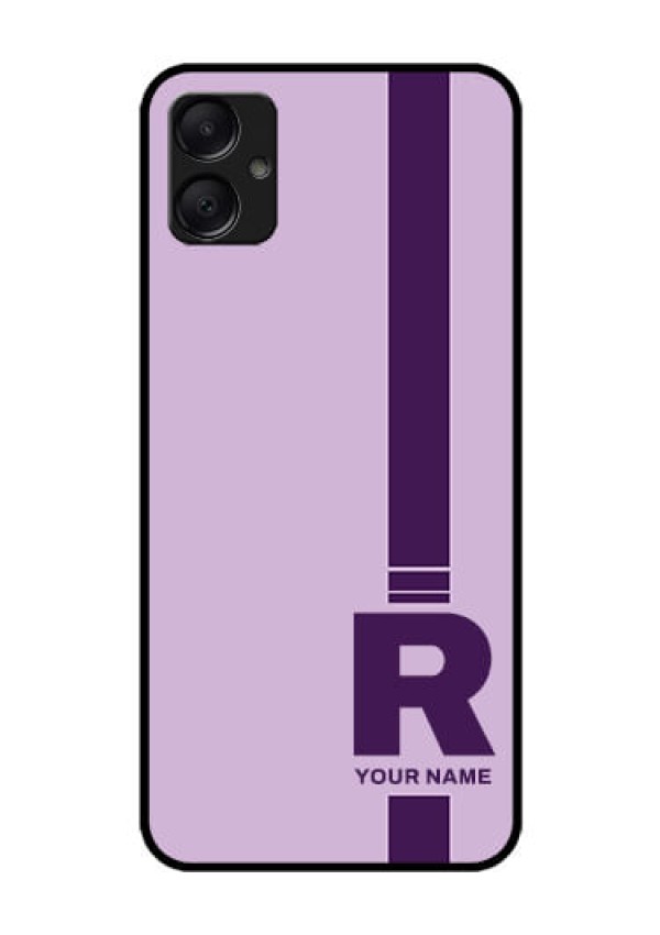 Galaxy F05 Custom Glass Phone Case - Simple Dual Tone Stripe With Name Design