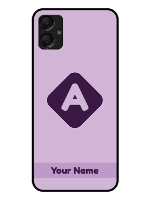 Custom Galaxy F05 Custom Glass Phone Case - Custom Letter In Curved Badge Design