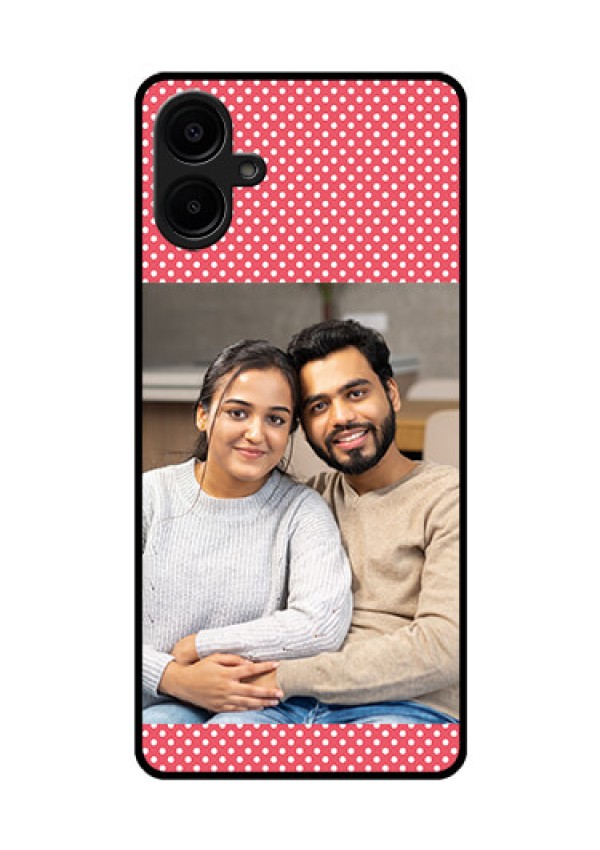 Galaxy F06 Custom Glass Phone Case - White Dotted Design