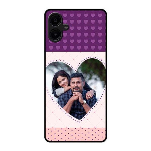 Galaxy F06 Custom Glass Phone Case - Violet Love Dots Design