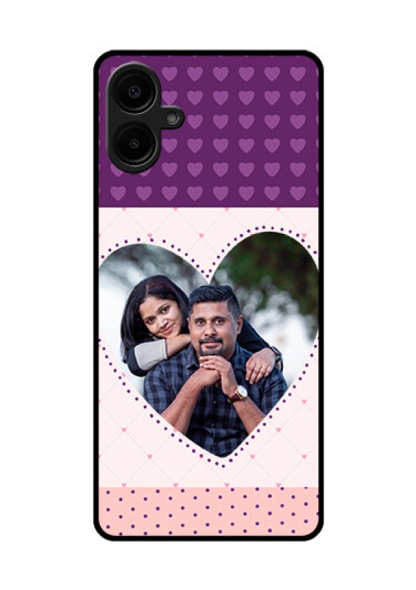 Galaxy F06 Custom Glass Phone Case - Violet Love Dots Design