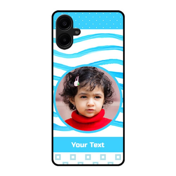 Galaxy F06 Custom Glass Phone Case - Simple Blue Case Design