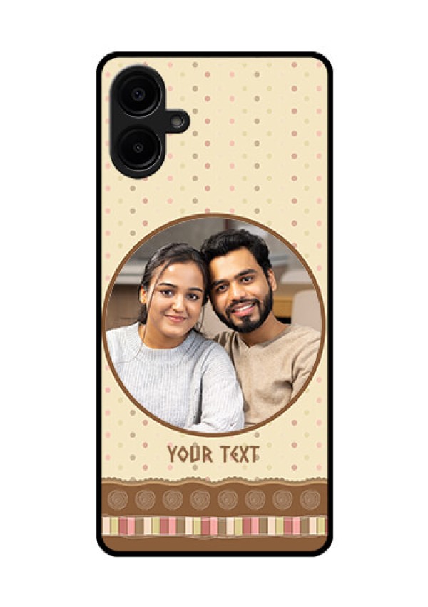 Galaxy F06 Custom Glass Phone Case - Brown Dotted Mobile Case Design