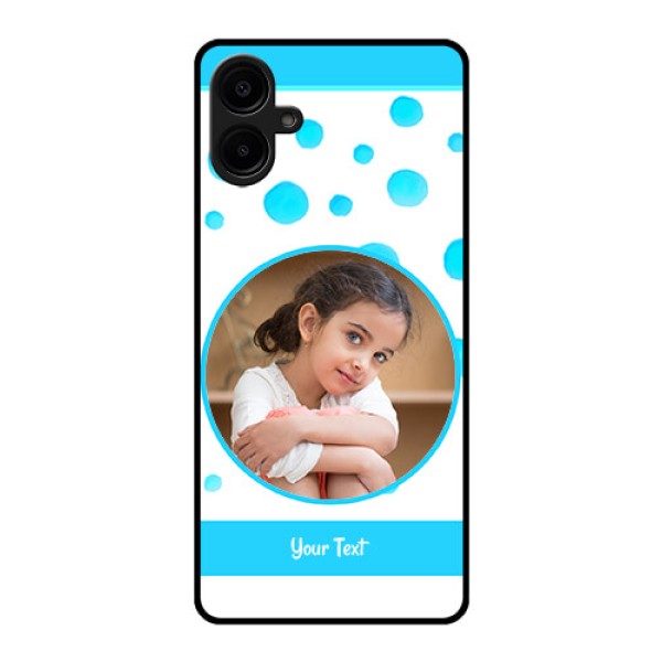 Galaxy F06 Custom Glass Phone Case - Blue Bubbles Pattern Design Galaxy F06 Custom Glass Phone Case - Blue Bubbles Pattern Design