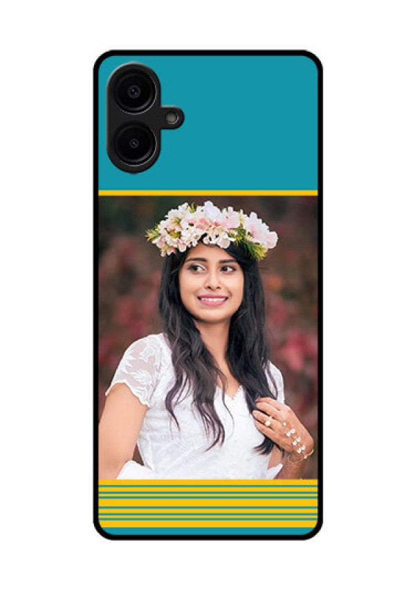 Galaxy F06 Custom Glass Phone Case - Yellow and Blue Design