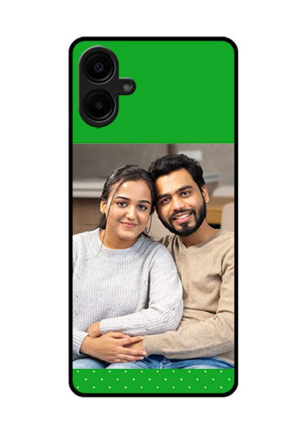Galaxy F06 Custom Glass Phone Case - Green Pattern Design