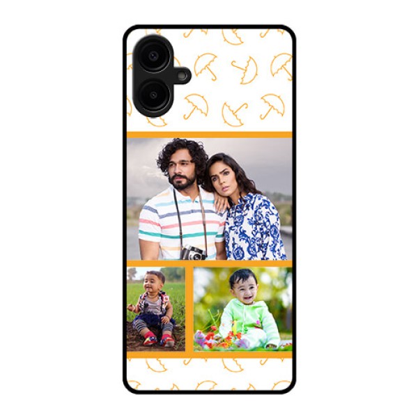 Galaxy F06 Custom Glass Phone Case - Yellow Pattern Design