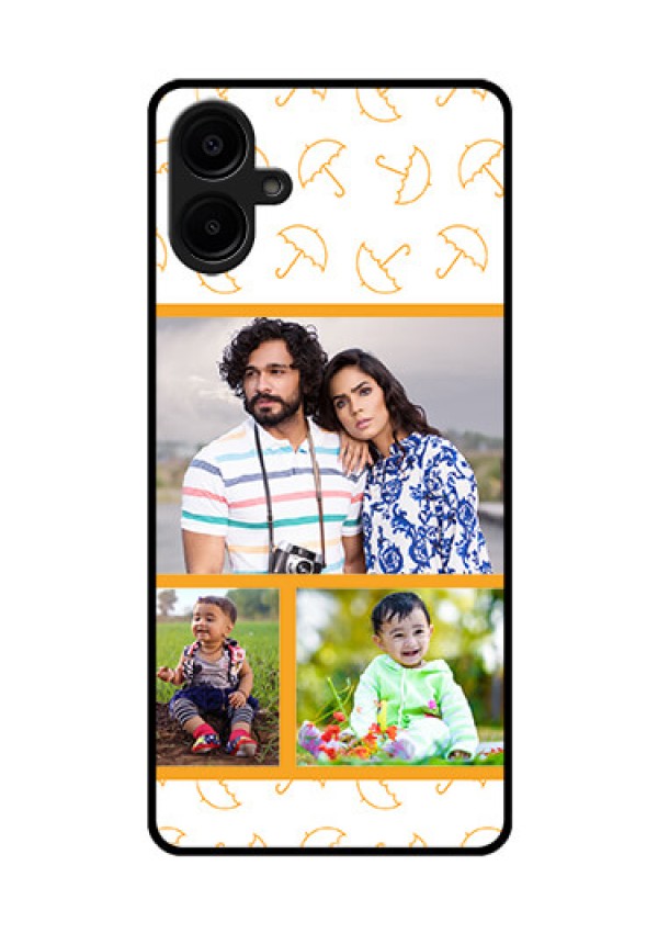 Galaxy F06 Custom Glass Phone Case - Yellow Pattern Design