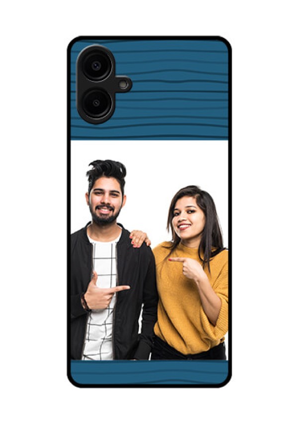 Galaxy F06 Custom Glass Phone Case - Blue Pattern Cover Design