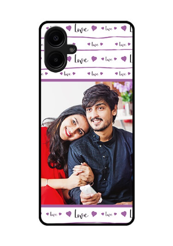 Galaxy F06 Custom Glass Phone Case - Couples Heart Design
