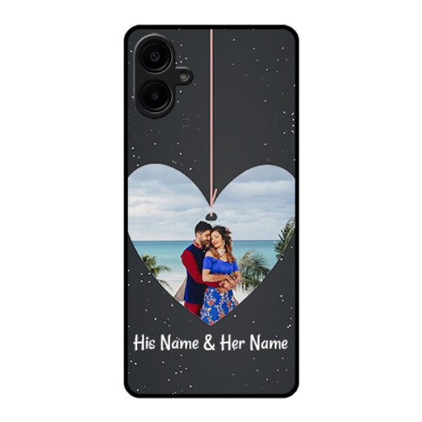 Galaxy F06 Custom Glass Phone Case - Hanging Heart Design