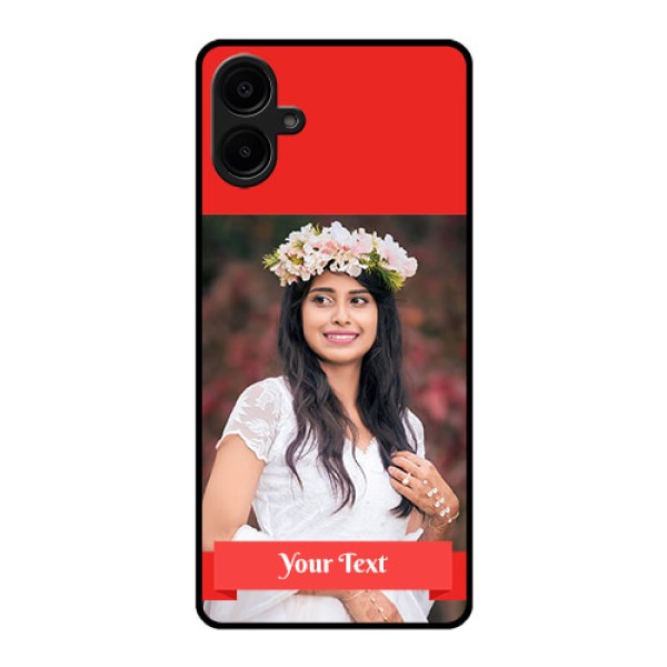 Galaxy F06 Custom Glass Phone Case - Simple Red Color Design Galaxy F06 Custom Glass Phone Case - Simple Red Color Design