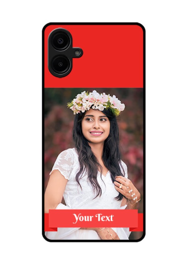 Galaxy F06 Custom Glass Phone Case - Simple Red Color Design