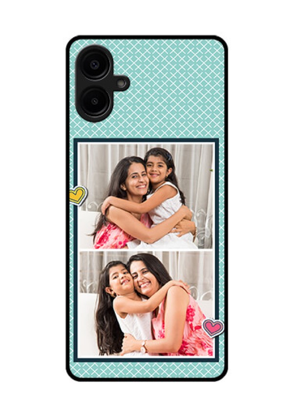 Galaxy F06 Custom Glass Phone Case - 2 Image Holder With Pattern Design
