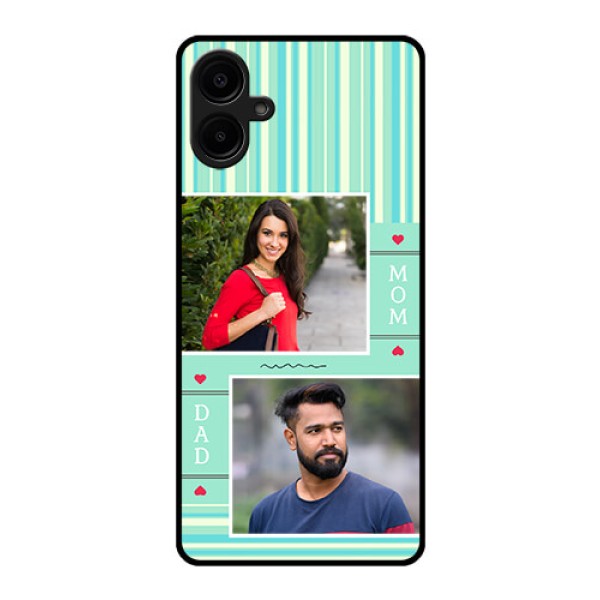 Galaxy F06 Custom Glass Phone Case - Mom and Dad Pic Design