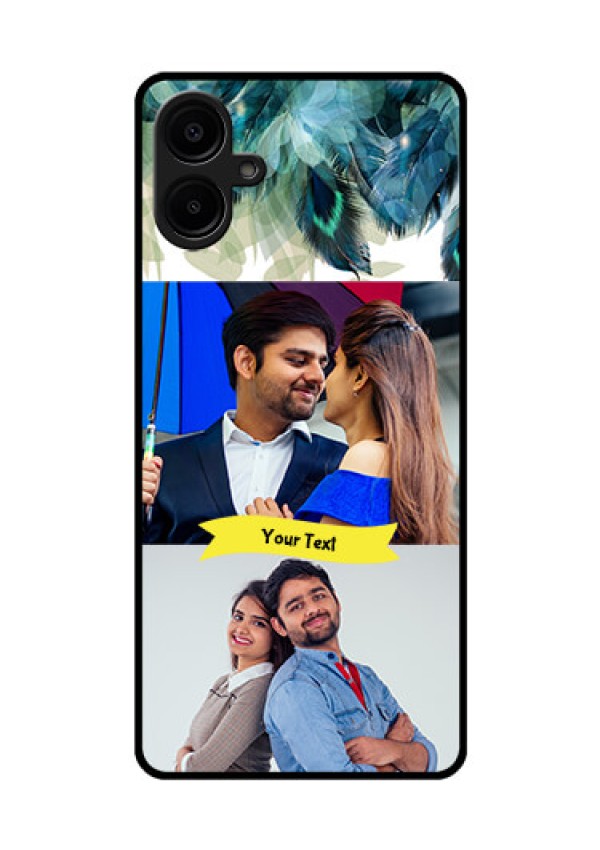 Galaxy F06 Custom Glass Phone Case - Image With Boho Peacock Feather Design