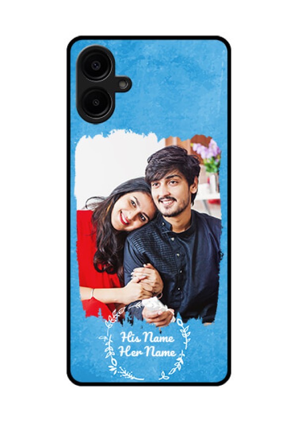 Galaxy F06 Custom Glass Phone Case - Blue Color Vintage Design
