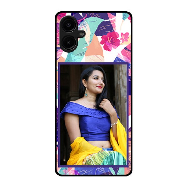 Galaxy F06 Custom Glass Phone Case - Abstract Floral Design