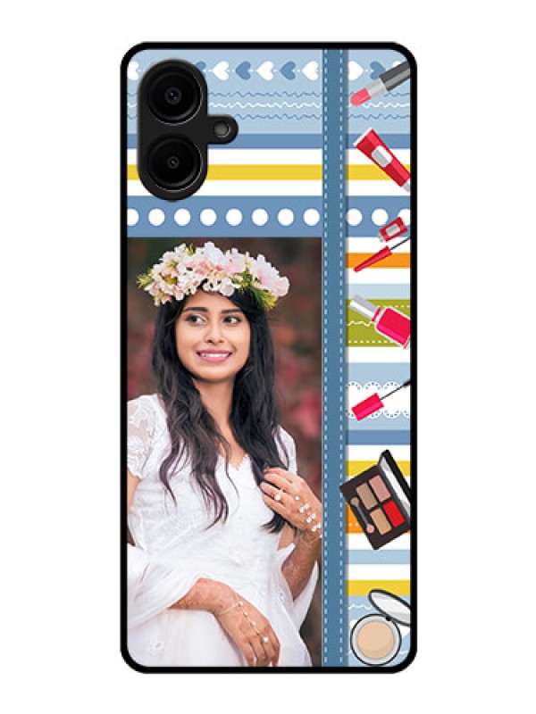 Custom Galaxy F06 Custom Glass Phone Case - Makeup Icons Design